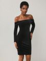 Angela Mastrolia Off Shoulder Tie Back Bodycon Dress