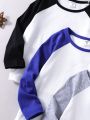 SHEIN Kids EVRYDAY 3pcs/set Comfortable Drop-shoulder T-shirts For Toddler Boys Daily Wear, Autumn