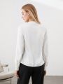 SHEIN BIZwear Women'S V-Neck Long Sleeve Shirt