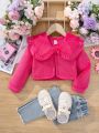 Toddler Girls' Plush Jacket With Doll Collar