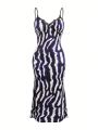 Memi Blanco Women's Striped Spaghetti Strap Dress