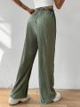 SHEIN Essnce Solid Colored High-Waisted Straight Leg Pants