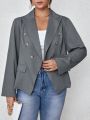 SHEIN Frenchy Plus Double Breasted Flap Detail Blazer