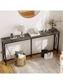 SUPERJARE 70 Inch Console Table with Outlet, Extra Long Sofa Table, Couch Table Behind Sofa, Foyer Tables