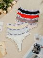 SHEIN 7pcs/Set Women'S Thong Strap Letter Print Panties