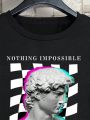 Teenage Boys' Sculpture And Slogan Printed Sweatshirt