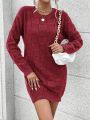 SHEIN Unity Solid Color Drop Shoulder Sweater Dress Without Belt