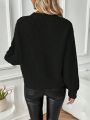 SHEIN Essnce Solid Color Round Neck Sweater With Dropped Shoulder Sleeve
