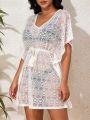 SHEIN Swim BohoFeel Lace Hollow Out Cover Up