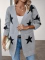 Women's Front Open Cardigan With Star Pattern