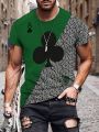 Men's Color Block Letter Printed Patchwork Short Sleeve T-shirt