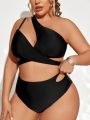 SHEIN Swim BAE Plus Size Cross Wrap Solid Color Bikini Swimwear Set