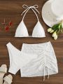 SHEIN Swim Basics Ladies' Textured Halter Neck Bikini Swimsuit Set (3pcs)