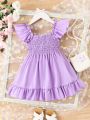 Young Girl's Spring & Autumn Sweet & Cute & Playful & Casual & Fashionable Elastic Strap Dress With Simple Design