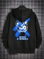 SHEIN Extended Sizes Men Plus Slogan & Cartoon Graphic Drop Shoulder Hoodie