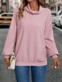 SHEIN LUNE Cowl Neck Drop Shoulder Sweatshirt