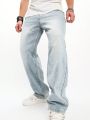 Men Slant Pocket Straight Leg Jeans