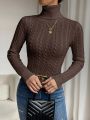 SHEIN Privé Turtleneck Twisted Knit Sweater