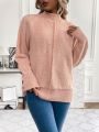 SHEIN Essnce Solid Color Batwing Sleeve Half Turtleneck Sweater