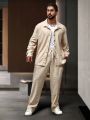 Extended Sizes Men's Plus Size Shirt Jacket And Pants Set