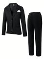 Teenage Male Gentleman Suit Two-Piece Black Suit Jacket And Trousers Suitable For Party Performance Birthday Wedding Party Al-Adha