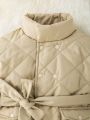 Baby Girl Dual Pocket Belted Quilted Coat