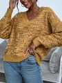 SHEIN Frenchy Yellow Women's V-neck Casual Sweater