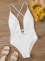 SHEIN Swim SXY Criss Cross One Piece Swimsuit