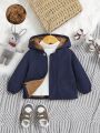 SHEIN Baby Boy Teddy Lined Hooded Coat Without Sweater