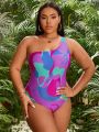 SHEIN Swim SXY Plus Size Random Printed Two Piece Swimsuit