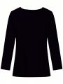 Women's Plus Size Long Sleeve T-Shirt With Curved Hem