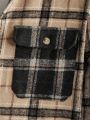 Manfinity Men Plaid Print Colorblock Flap Pocket Shirt Without Tee