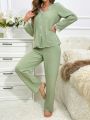 Lace Trim Pocket Patched PJ Set