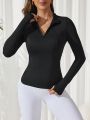 Women's Thumb Hole Slim Fit Sports Sweatshirt