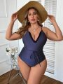 SHEIN Swim Chicsea Plus Size One-Piece Lace Swimsuit With Floral Edge