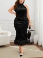 SHEIN Privé Plus Size Elegant Halter Neck Dress