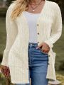 Plus Size Double Pocket Long Sleeve Cardigan