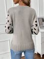 Women's Leopard Pattern Round Neck Sweater