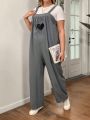 Plus Size Women's Heart Printed Dungarees Jumpsuit