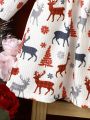 Baby Girl Christmas Elk & Tree Print Dress