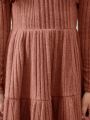 SHEIN Girls' Fitted College Style Round Neckline A-Line Dress