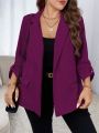 SHEIN Essnce Plus Size Rolled Cuff Sleeve Blazer