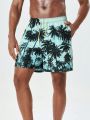 Men's Palm Tree Printed Beach Shorts