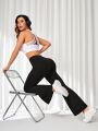 Women'S High Waisted Solid Color Flared Running Pants