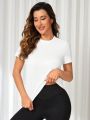 SHEIN Daily&Casual Solid Color Short Sleeve Sports T-Shirt