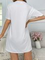 Human Anatomy Printed Short Sleeve T-Shirt Nightgown