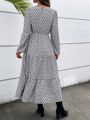 Women's Fashion Printed Round Neck Long Sleeve Dress