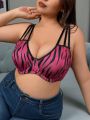 Plus Size Women's Zebra Stripe Multi-Strap Bralette