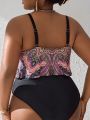 SHEIN Swim Vcay Plus Size Women'S Paisley Print One-Piece Swimsuit