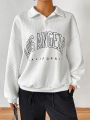 Daily&Casual Diamond Check Letter Print Loose Sports Sweatshirt